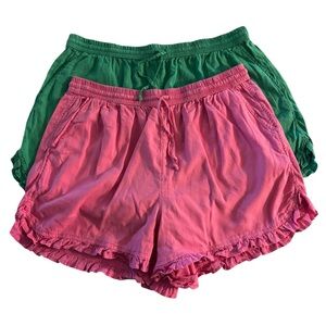 Crown & Ivy Pink and Green ruffle hem Shorts size XL bundle of 2